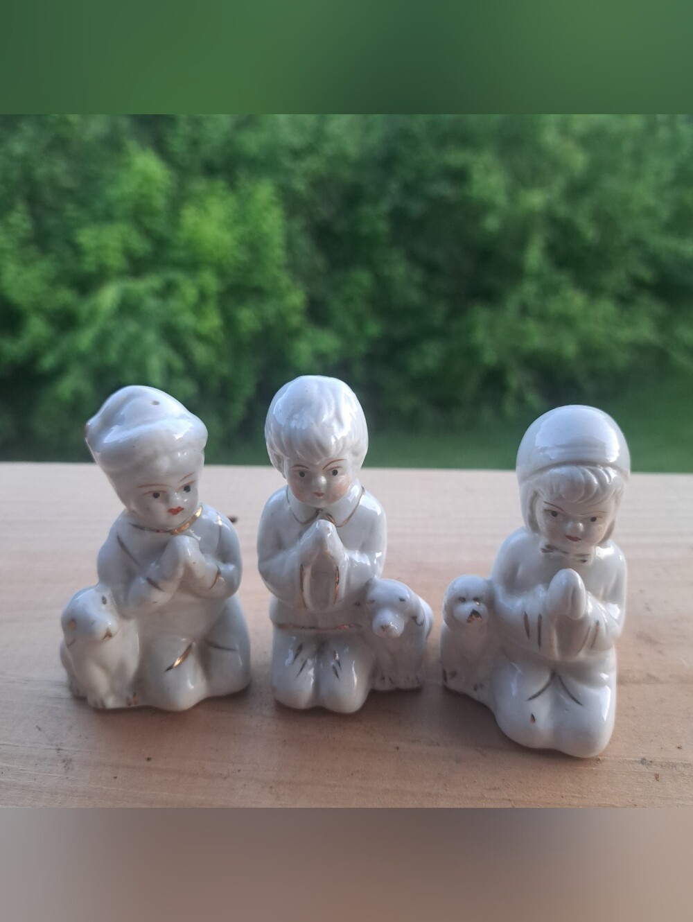 Vintage White Porcelain Praying Children Figurines